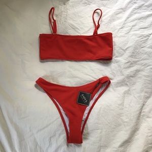 red high leg bikini